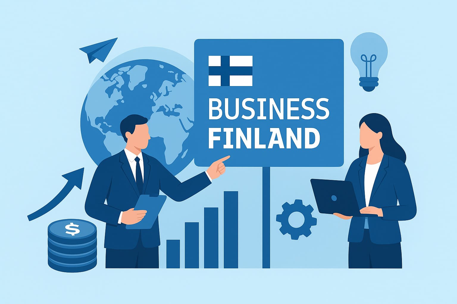 Global business growth illustration with Business Finland